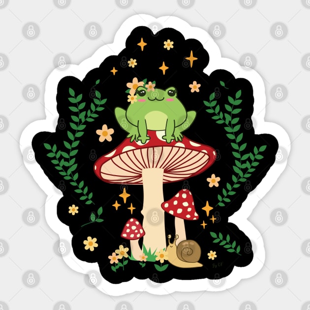 Kawaii Cottagecore Aesthetics Lady frog Sticker by Treasured Trends